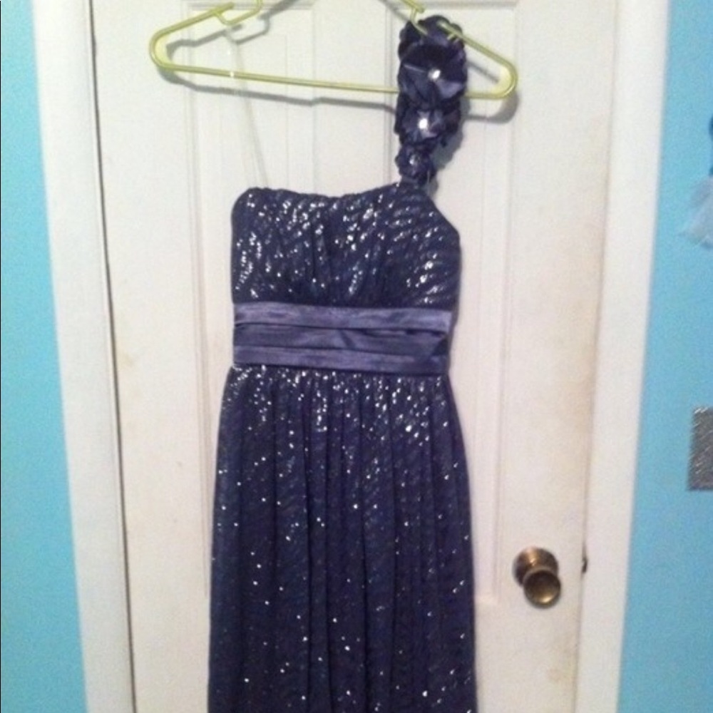 Silver Glitter One Shoulder Homecoming Dress
